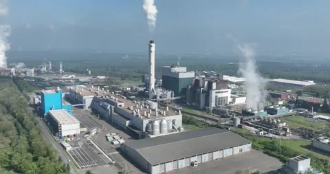 Coal fired power plant with process steam extraction Lignite power plant and 스톡 동영상 277659838