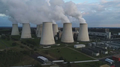 Coal fired power station, air pollution carbon dioxide emissions Germany Stock Footage
