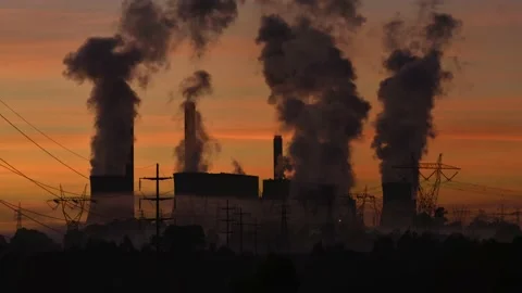 Coal Fired Power Station La Trobe Valley Yallourn at sunrise Stock Footage 168340997
