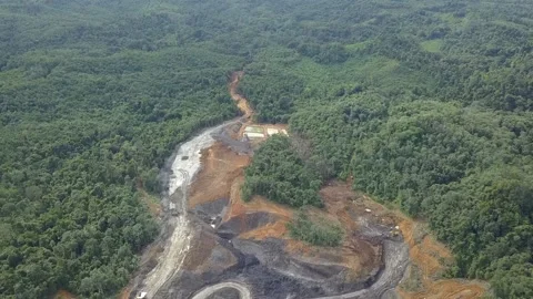 Coal getting activities in coal mining in Kalimantan Stock Footage 241775974