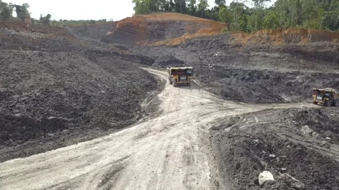 Coal getting activities in coal mining in Kalimantan Stock Footage 241778479