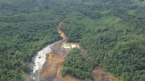 Coal getting activities in coal mining in Kalimantan Stock Footage 241787918