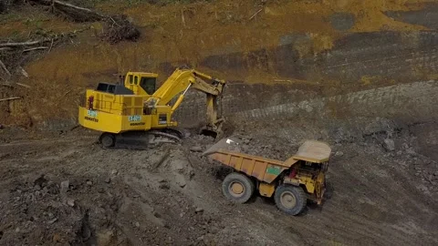 Coal getting activities in coal mining in Kalimantan Stock Footage 241788421