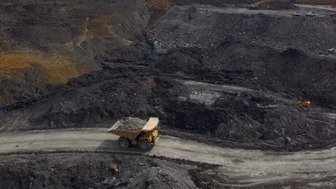 Coal getting activities in coal mining in Kalimantan Stock Footage 241789450