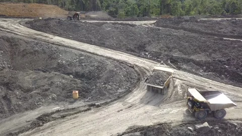 Coal getting activities in coal mining in Kalimantan Stock Footage 241790500