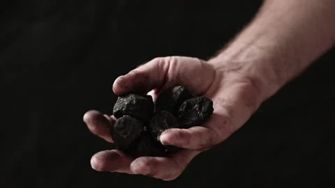Coal in the hand of a miner. Stock Footage 202065612