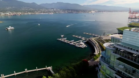 Coal Harbour Dock And Floatplane Base At Vancouver Harbour In Vancouver, BC Stock Footage 294885361
