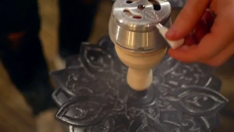 Coal hookah tobacco peopla Stock Footage