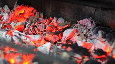 Coal for hookah warm-up on the grill Stock Footage 72701311
