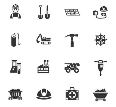 Coal industry icon set Stock Illustration
