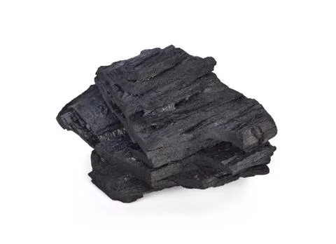 Coal on Isolated White Background Stock Photos