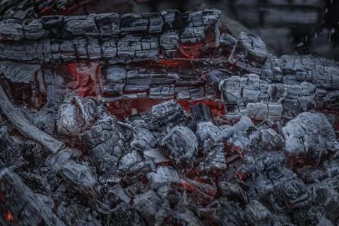 The coal left over from the fire is suitable for cooking Stock Photos