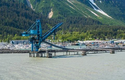Coal loading facility in the port of Seward in Alaska Stock Photos