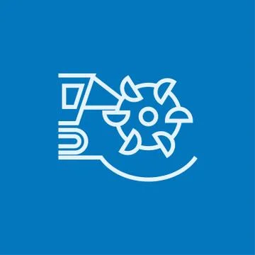 Coal machine with rotating cutting drum line icon Illustrazione stock