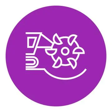Coal machine with rotating cutting drum line icon Stock Illustration