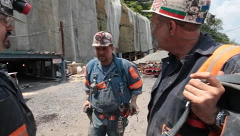 Coal Mine Employees Above Ground (HD) c Stock Footage