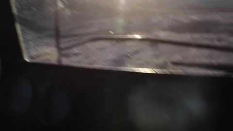The coal mine through the cabin of large truck in a coal mine in Greece Stock-Footage 121056058