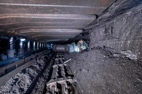 Coal mine. Underground coal mining. Stock Photos