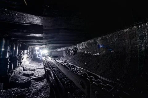 Coal mine. Underground coal mining. Stock Photos