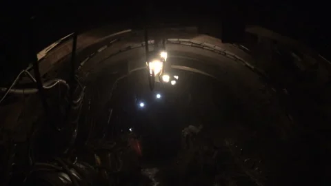 Coal mine view from the inside. mine in which miners work Stock Footage 94214099