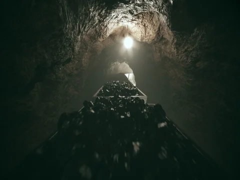 Coal mine wagons Stock Footage 77744135