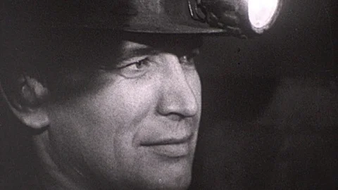 Coal Miner Mining Worker in Underground Mine 1960s Vintage Film Industry Movie 스톡 동영상 75918057