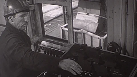 Coal Miner Operates Crane Mining Ore Pit Mine 1970s Vintage Film Home Movie Stock Footage 75918076