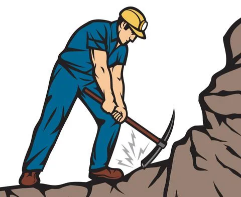 Coal Miner With Pick Axe Stock Illustration
