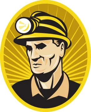 Coal miner worker front Stock Illustration