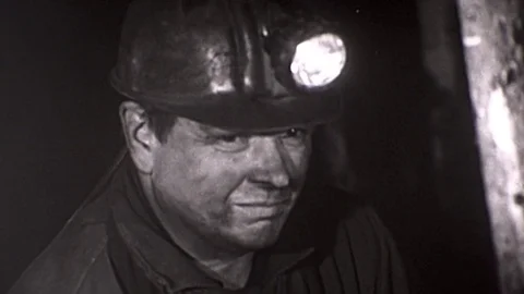 Coal Miners Men Mining Worker Underground Mine 1960s Vintage Film Industry Movie Stock Footage 75917733