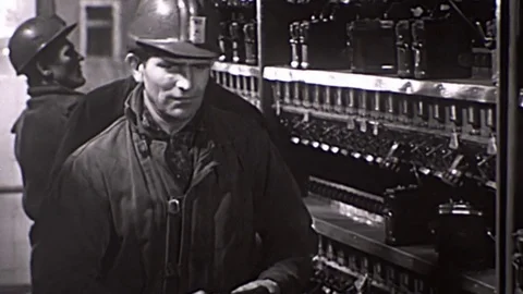 Coal Miners Men Mining Worker Underground Mine 1960s Vintage Film Industry Movie Stock Footage 75917764
