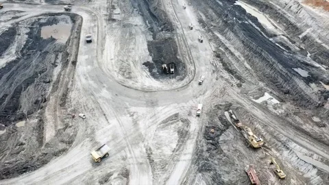 Coal Mining Aerial View Stock Footage 129354411