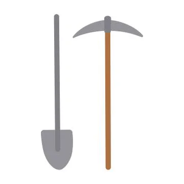 Coal mining and pickaxe for coal and minerals on white background. Vector Stock Illustration