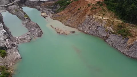Coal mining area pool Stock Footage 169868817