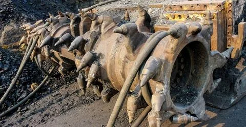 Coal Mining drilling machine Drilling digging tunnelling Mining and proces... Stock Photos