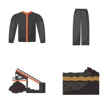 Coal mining industry concept with uniform and mineral deposit Stock Illustration