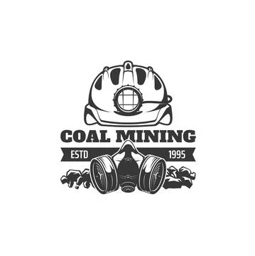 Coal mining industry vector icon with miner helmet Stock Illustration