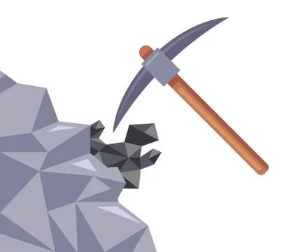 Coal mining in the mine. the pickaxe hits the stone. Stock Illustration