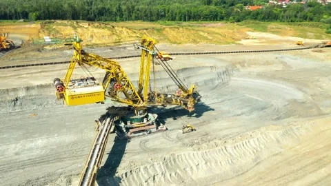 Coal mining in open cast mine. Stock Footage 159989713