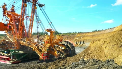 Coal mining in open cast mine. Stock Footage 159996869