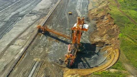 Coal mining in open cast mine. Stock Footage 159997495