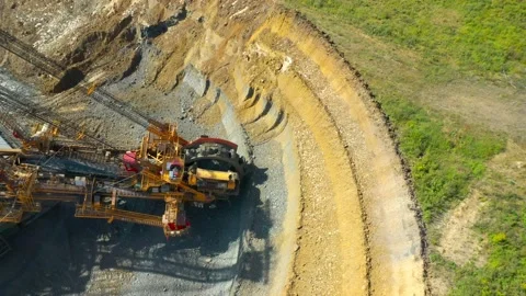 Coal mining in open cast mine. Stock Footage 159997649