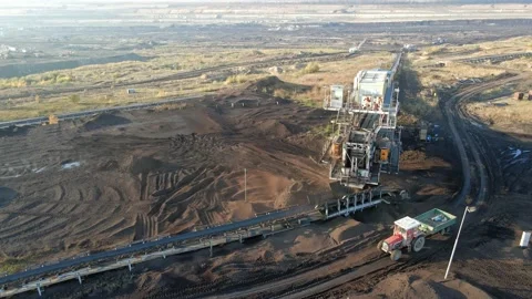 Coal Mining Open Pit Mine Aerial Black Stock Footage 168969421