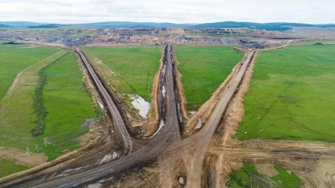 Coal mining open pit mine aerial black Stock Photos