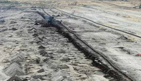 Coal mining in an open pit Stock Photos