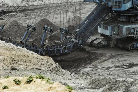 Coal mining in an open pit Stock Photos