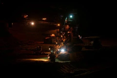 Coal mining in an open pit Stock Photos