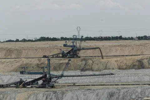 Coal mining in an open pit Stock Photos