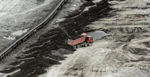 Coal mining in an open pit Stock Photos