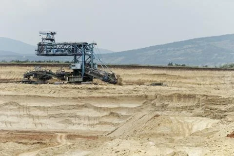 Coal mining in an open pit Stock Photos